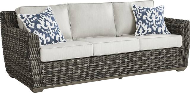Montecello Gray Outdoor Sofa with Silver Cushions - Thumbnail - Image 3