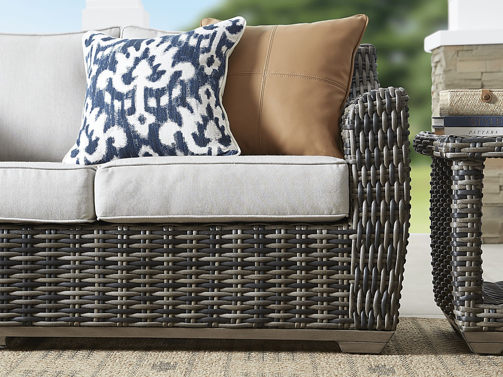 Montecello Gray Outdoor Sofa with Silver Cushions - Image 4
