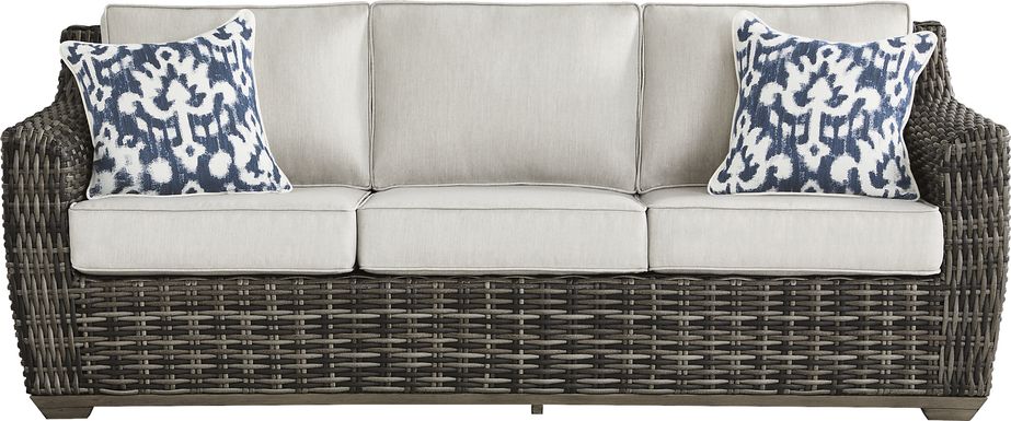 Montecello Gray Outdoor Sofa with Silver Cushions