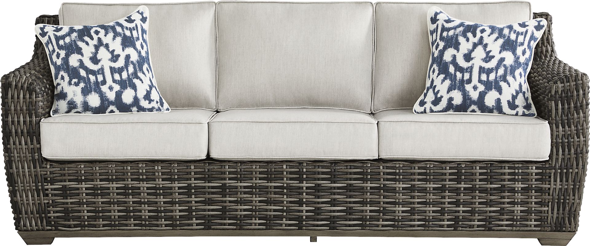 Montecello Gray Outdoor Sofa with Silver Cushions - Image 1