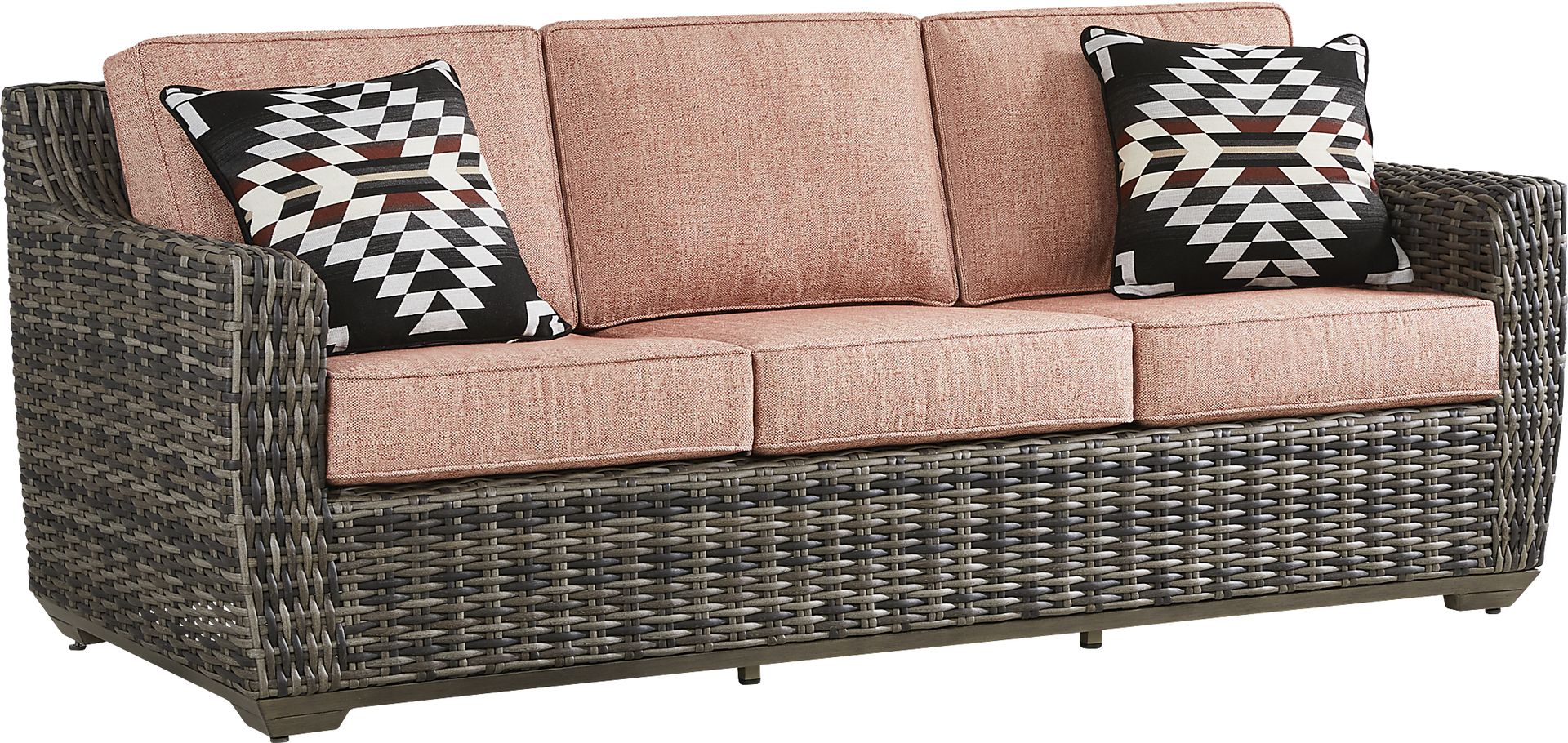 Montecello Gray Outdoor Sofa with Terracotta Cushions - Image 2