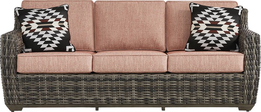 Montecello Gray Outdoor Sofa with Terracotta Cushions