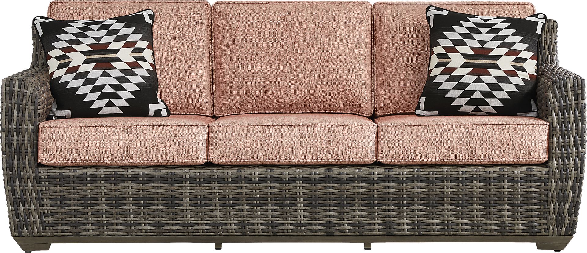 Montecello Gray Outdoor Sofa with Terracotta Cushions - Image 1