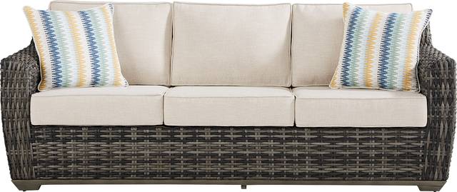 Montecello Gray Outdoor Sofa with Twine Cushions - Thumbnail - Image 1