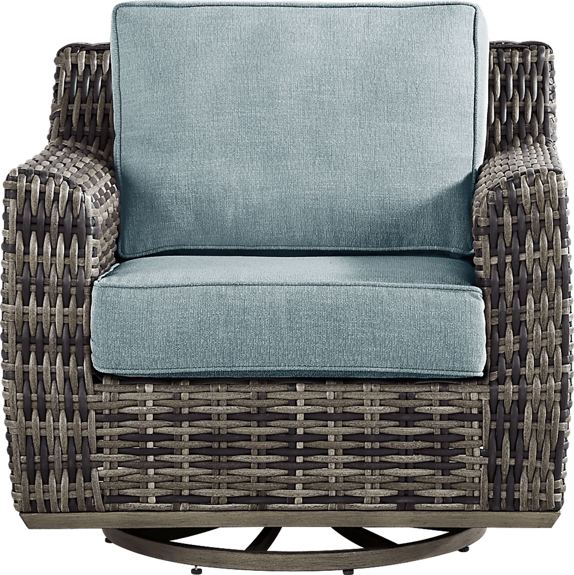Montecello Gray Outdoor Swivel Club Chair with Azure Cushions - Image 2