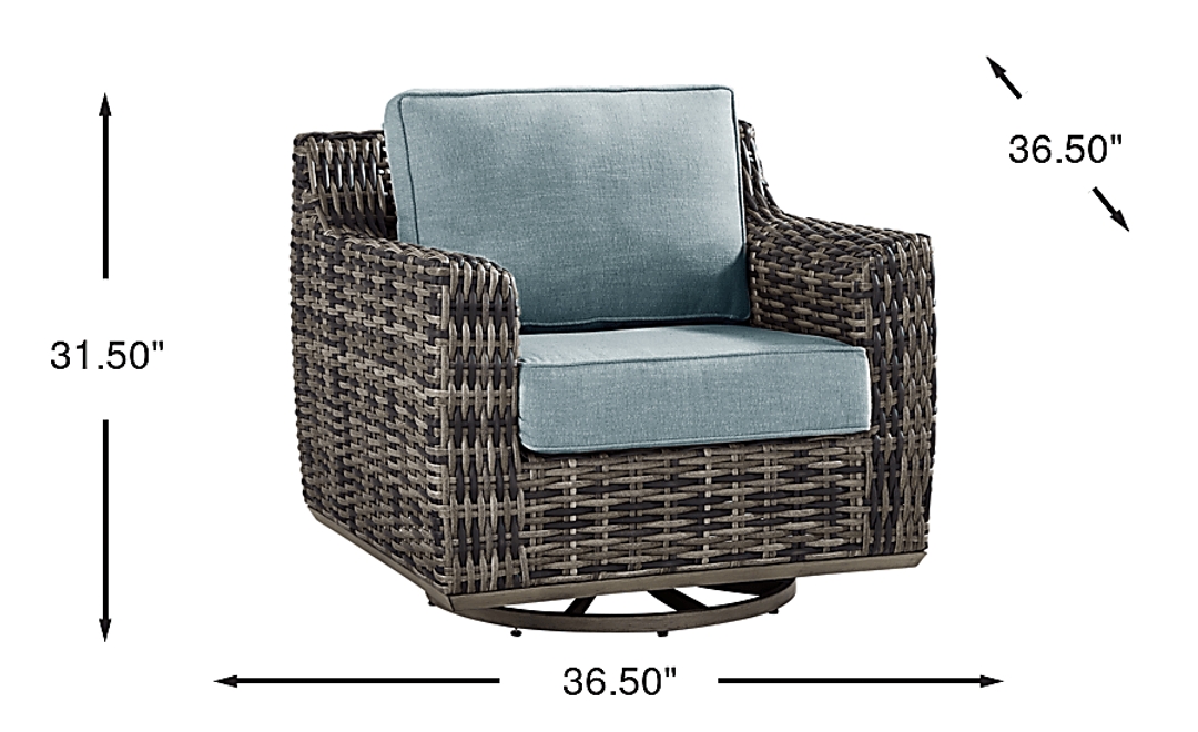 Montecello Gray Outdoor Swivel Club Chair with Azure Cushions