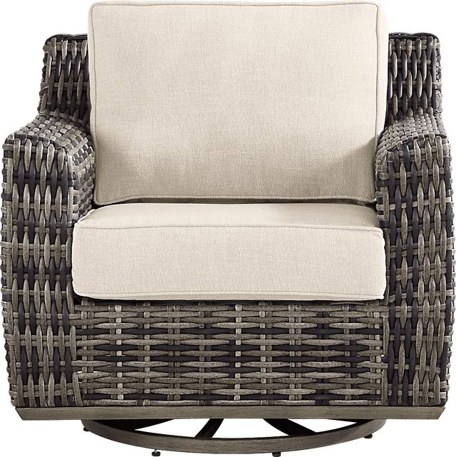 Montecello Gray Outdoor Swivel Club Chair with Twine Cushions - Thumbnail - Image 2