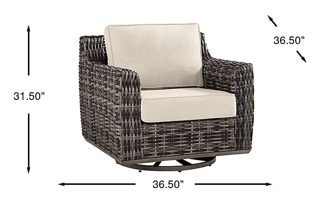 Montecello Gray Outdoor Swivel Club Chair with Twine Cushions