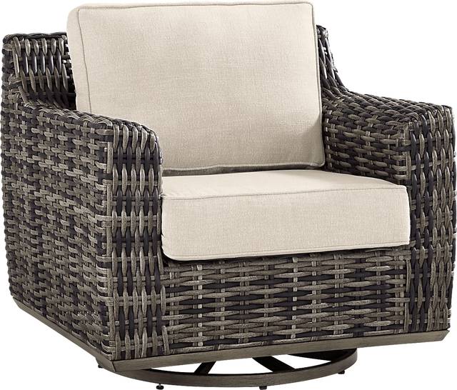Montecello Gray Outdoor Swivel Club Chair with Twine Cushions - Thumbnail - Image 1