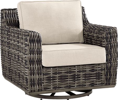 Montecello Gray Outdoor Swivel Club Chair with Twine Cushions