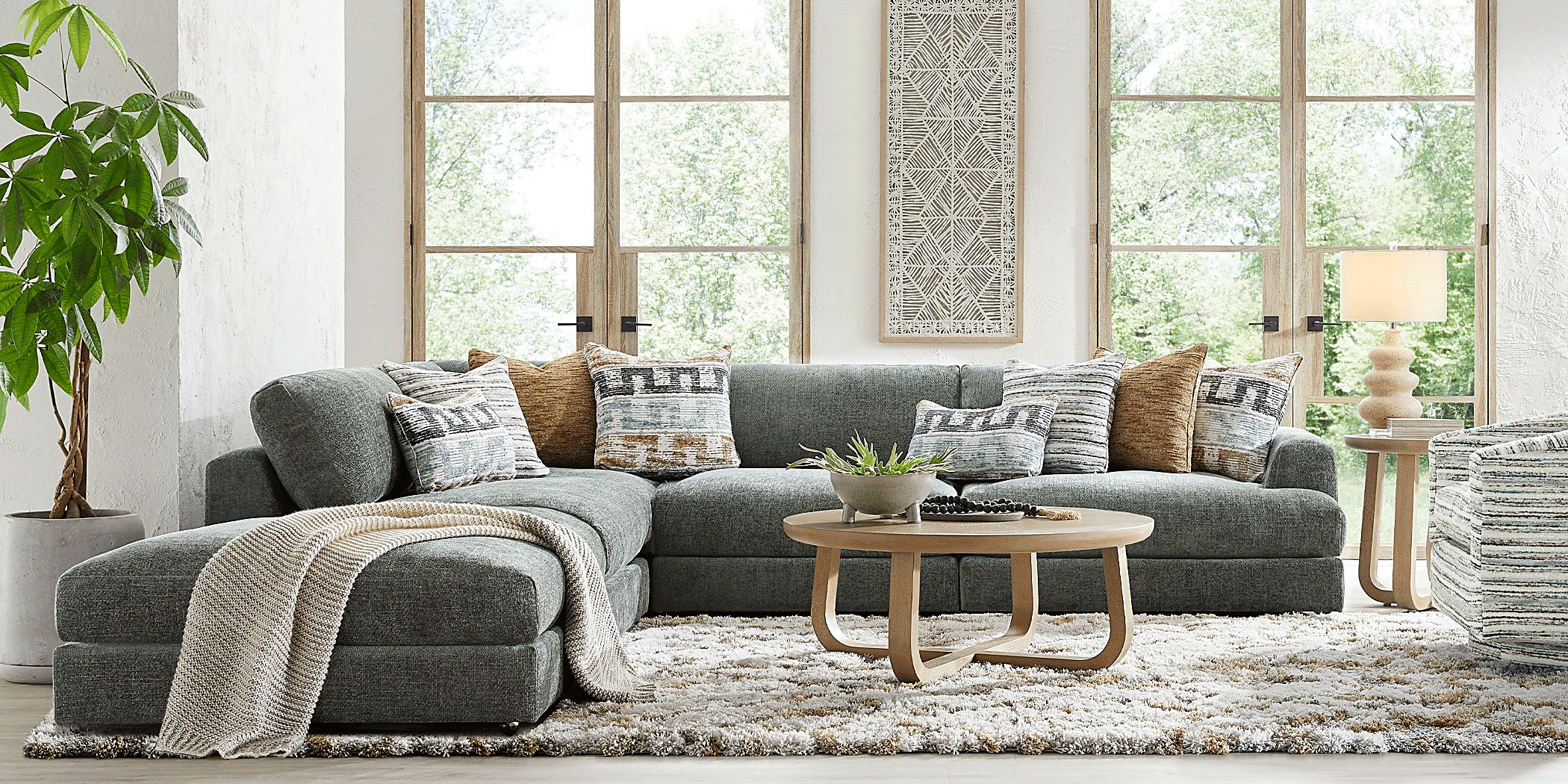 Drew & Jonathan Montecito Charcoal Gray Sectional Sofa