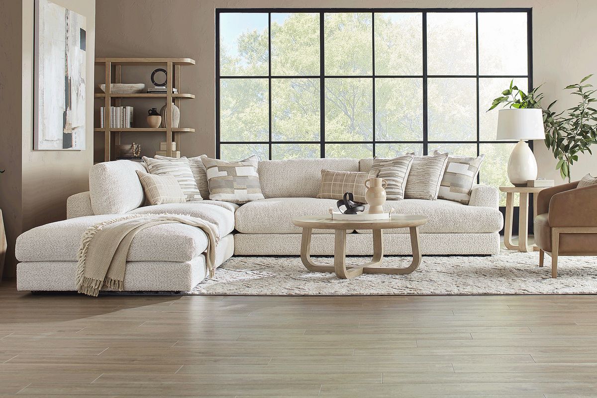 Drew & Jonathan Montecito White Chenille,Polyester Fabric 4 Pc With ...
