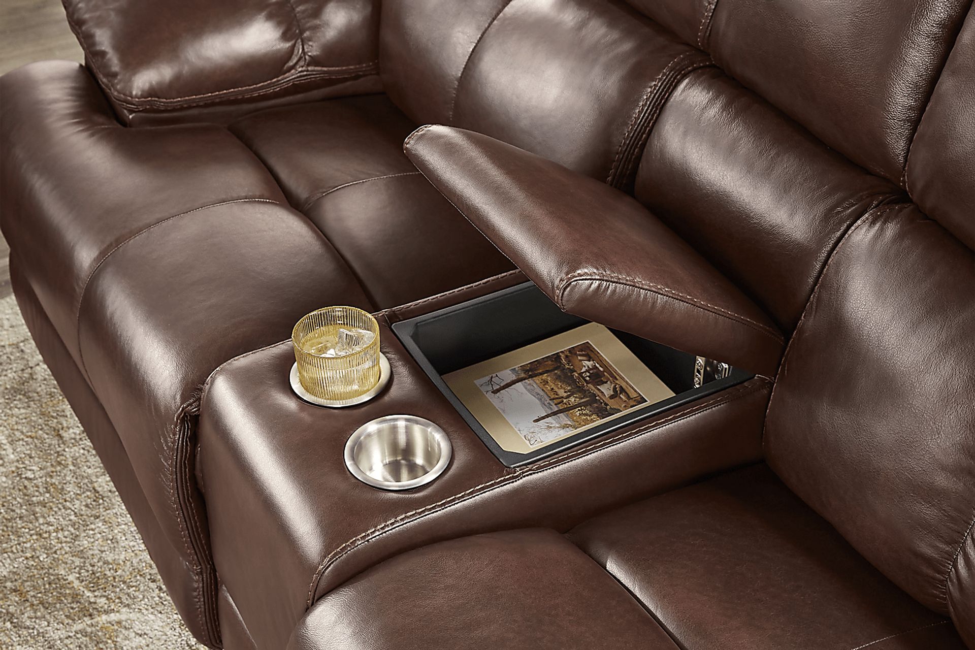 Montefano Brown Leather 5 Pc Reclining Living Room - Image 13