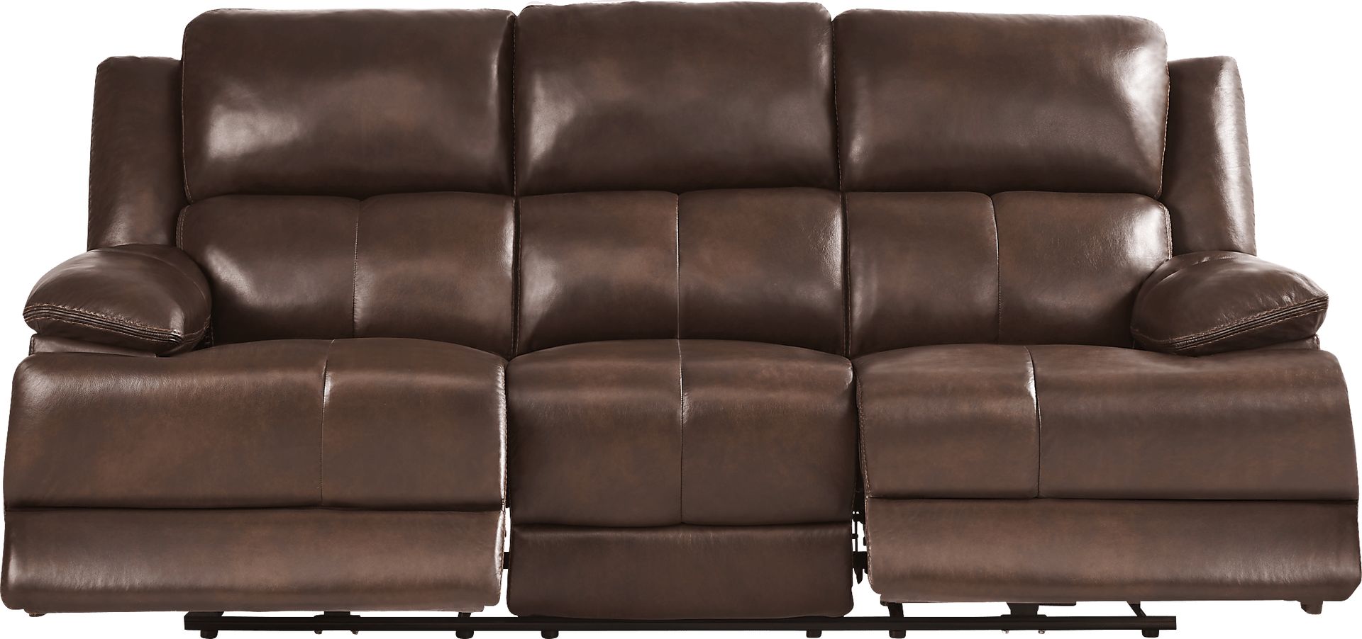 Montefano Brown Leather 5 Pc Living Room with Reclining Sofa - Image 3