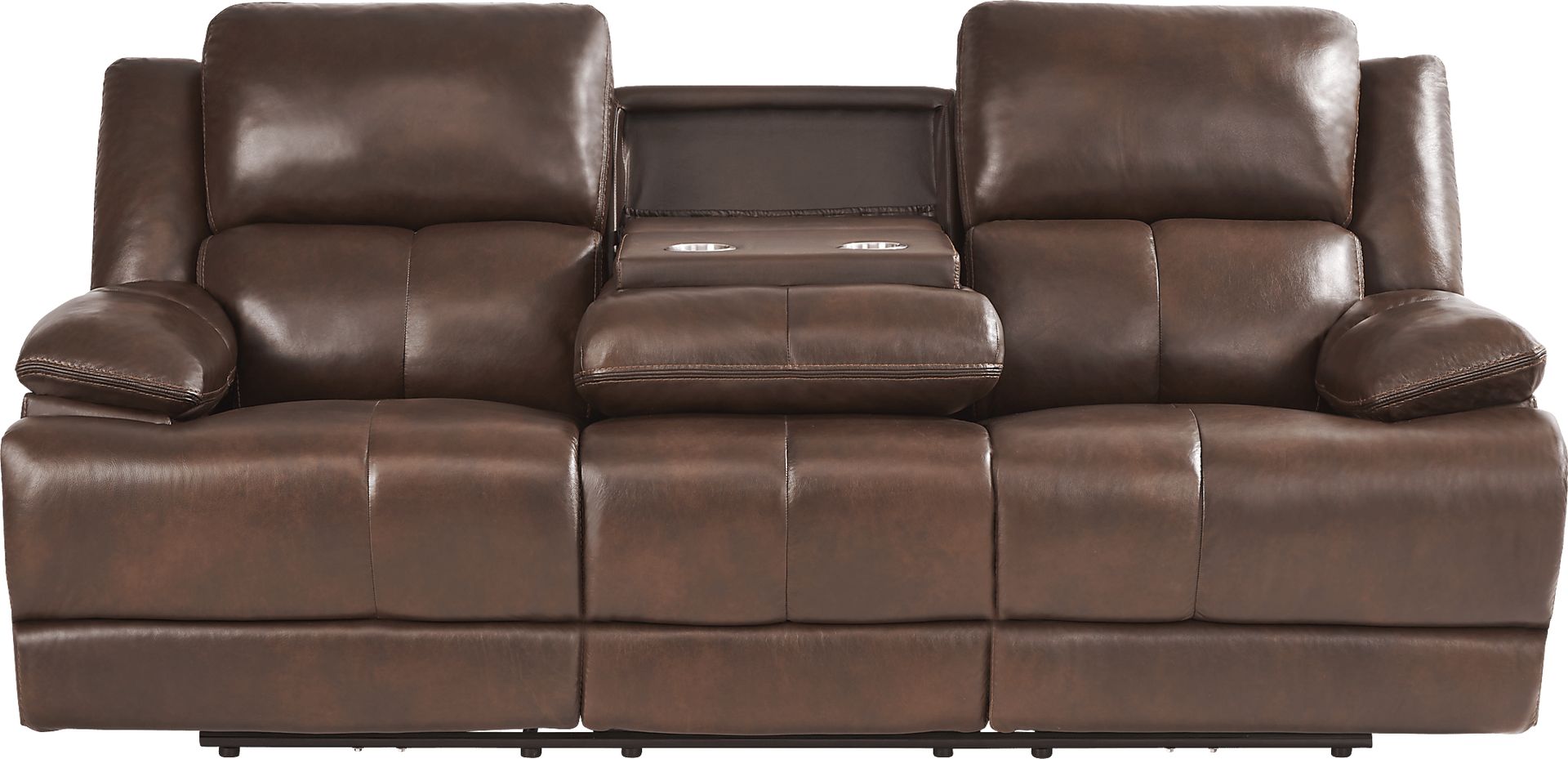 Montefano Brown Leather 5 Pc Living Room with Reclining Sofa - Image 4