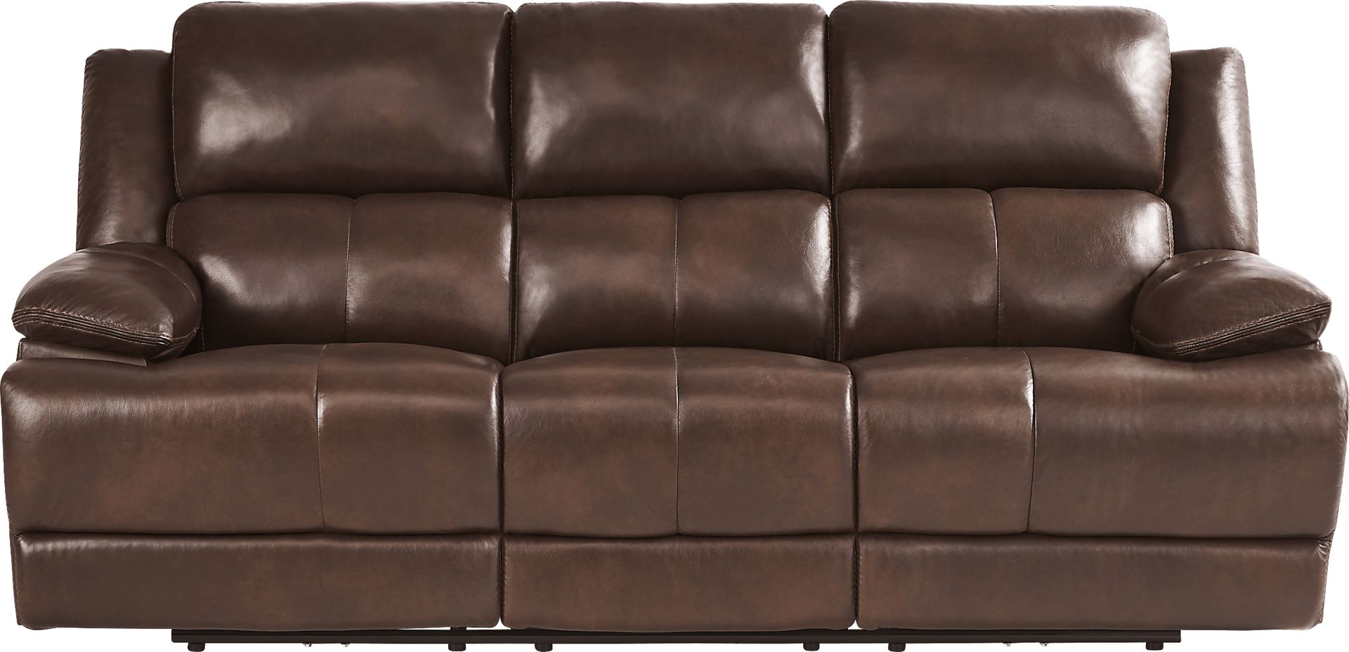 Montefano Brown Leather 5 Pc Living Room with Reclining Sofa - Image 2