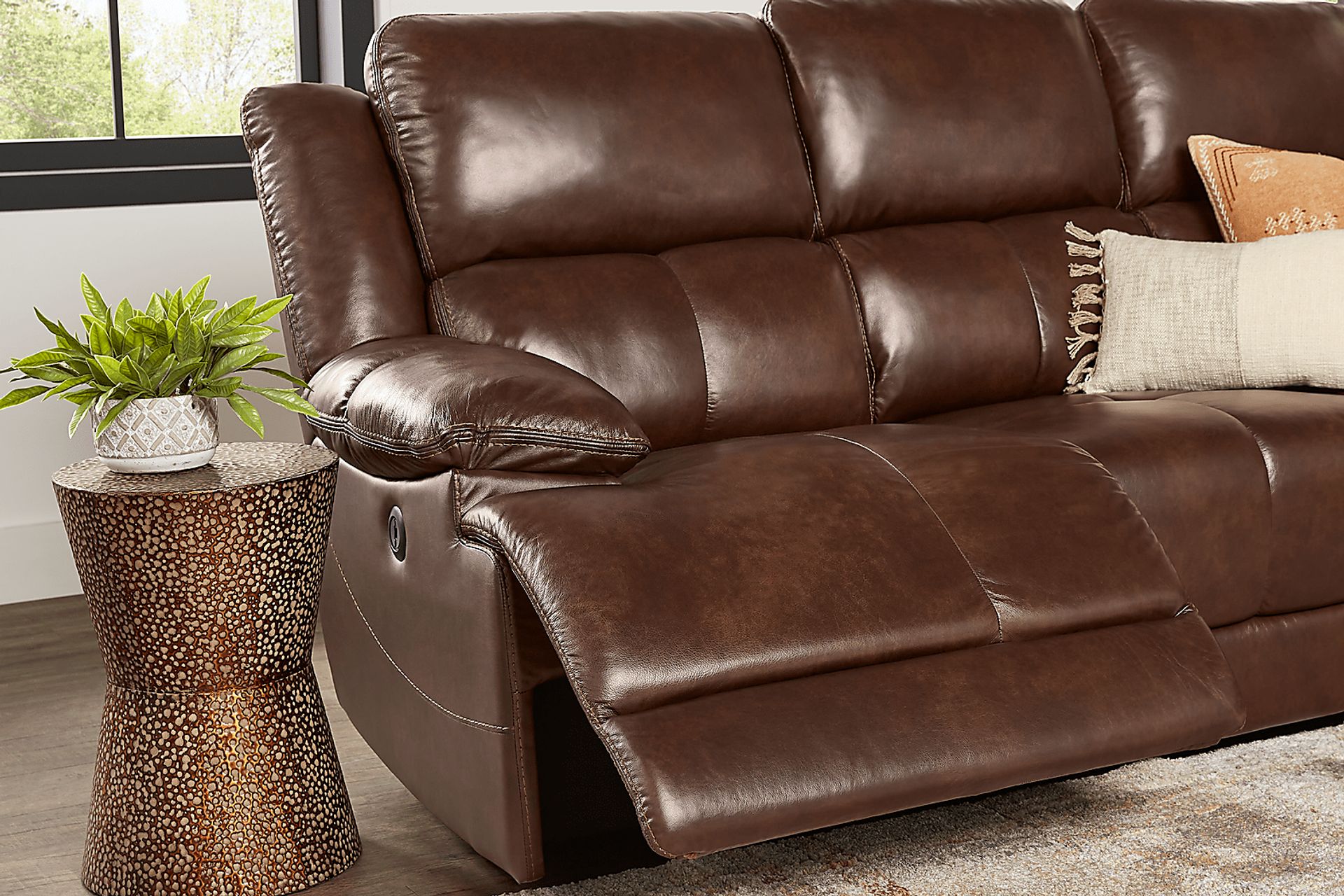 Montefano Brown Leather 5 Pc Reclining Living Room - Image 8