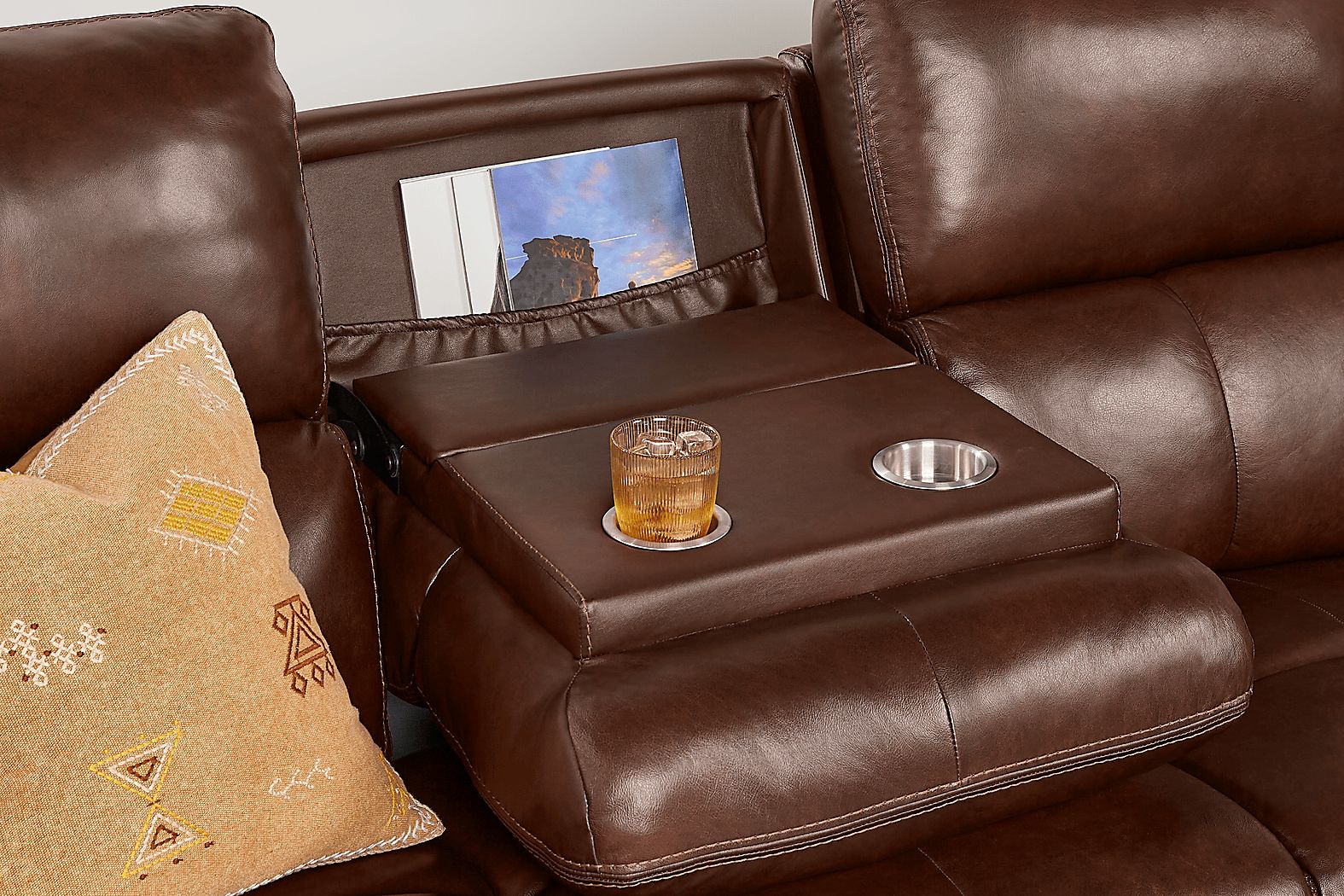 Montefano Brown Leather Power Reclining Sofa | Rooms To Go