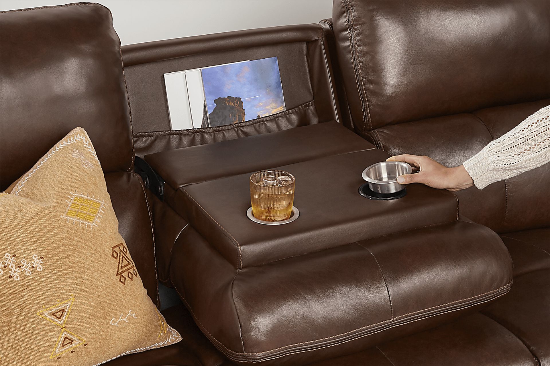 Montefano Brown Leather 5 Pc Reclining Living Room - Image 10