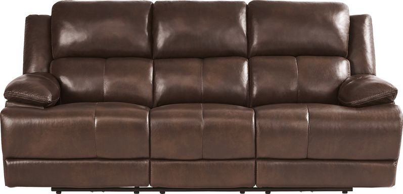 Montefano Brown Leather Power Reclining Sofa