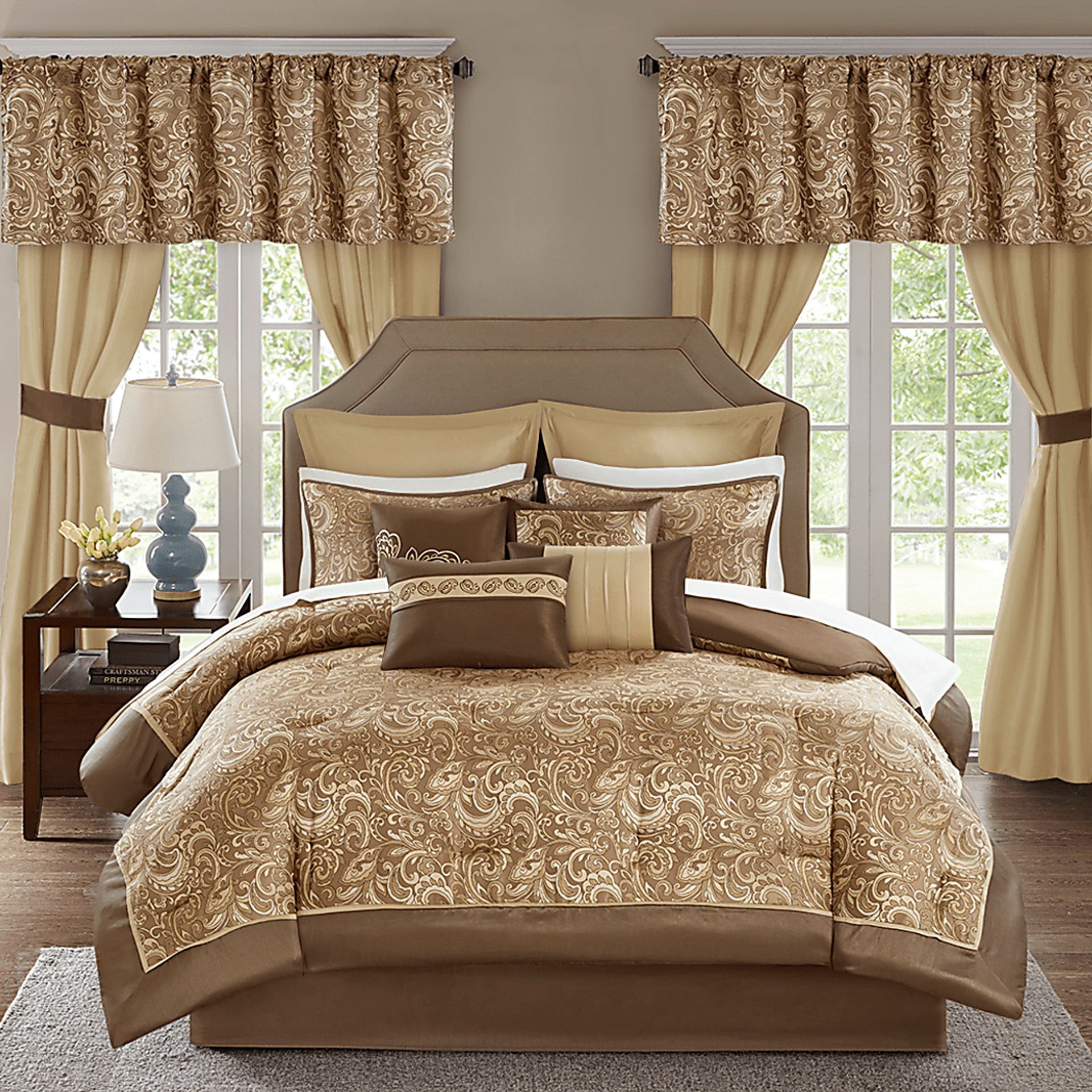 Montegut Brown 24 Pc Queen Bedding Set - Image 1