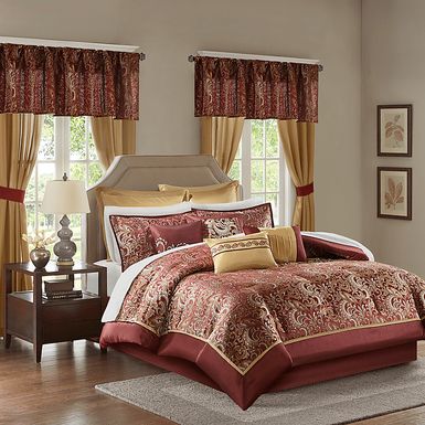 Montegut Red 24 Pc King Bedding Set
