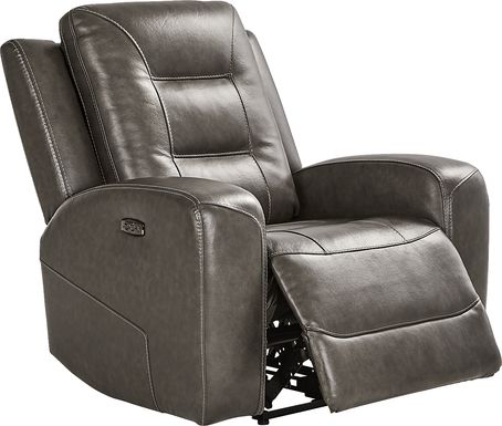 Montero Charcoal Leather Dual Power Recliner