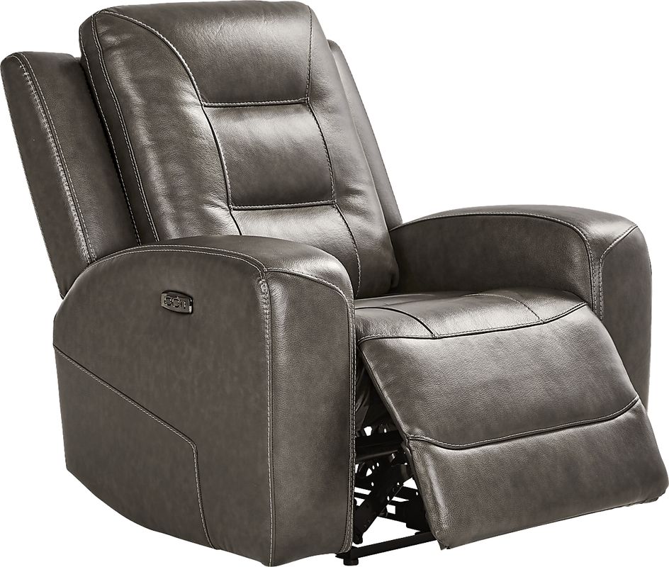 Montero Charcoal Leather Dual Power Recliner