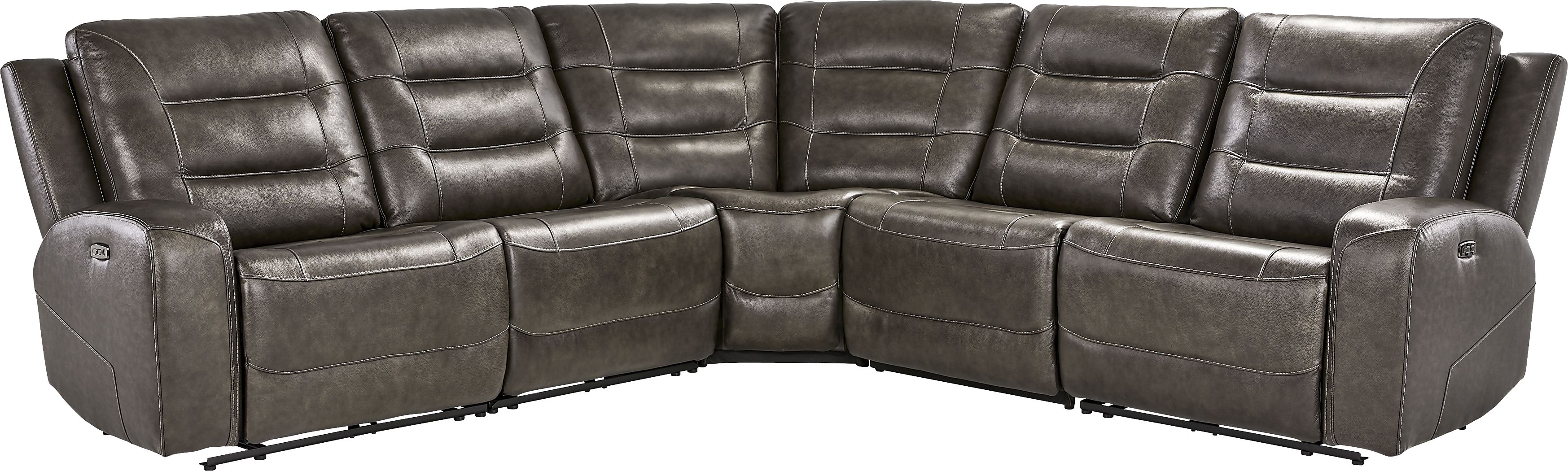 Montero Leather Dual Power Reclining Sectional - Thumbnail 3
