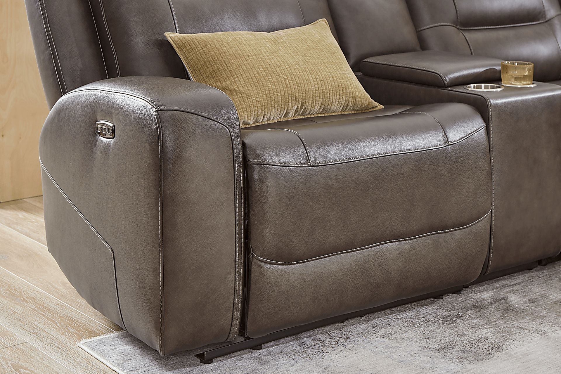 Montero Charcoal Leather 7 Pc Dual Power Reclining Sectional - Image 4