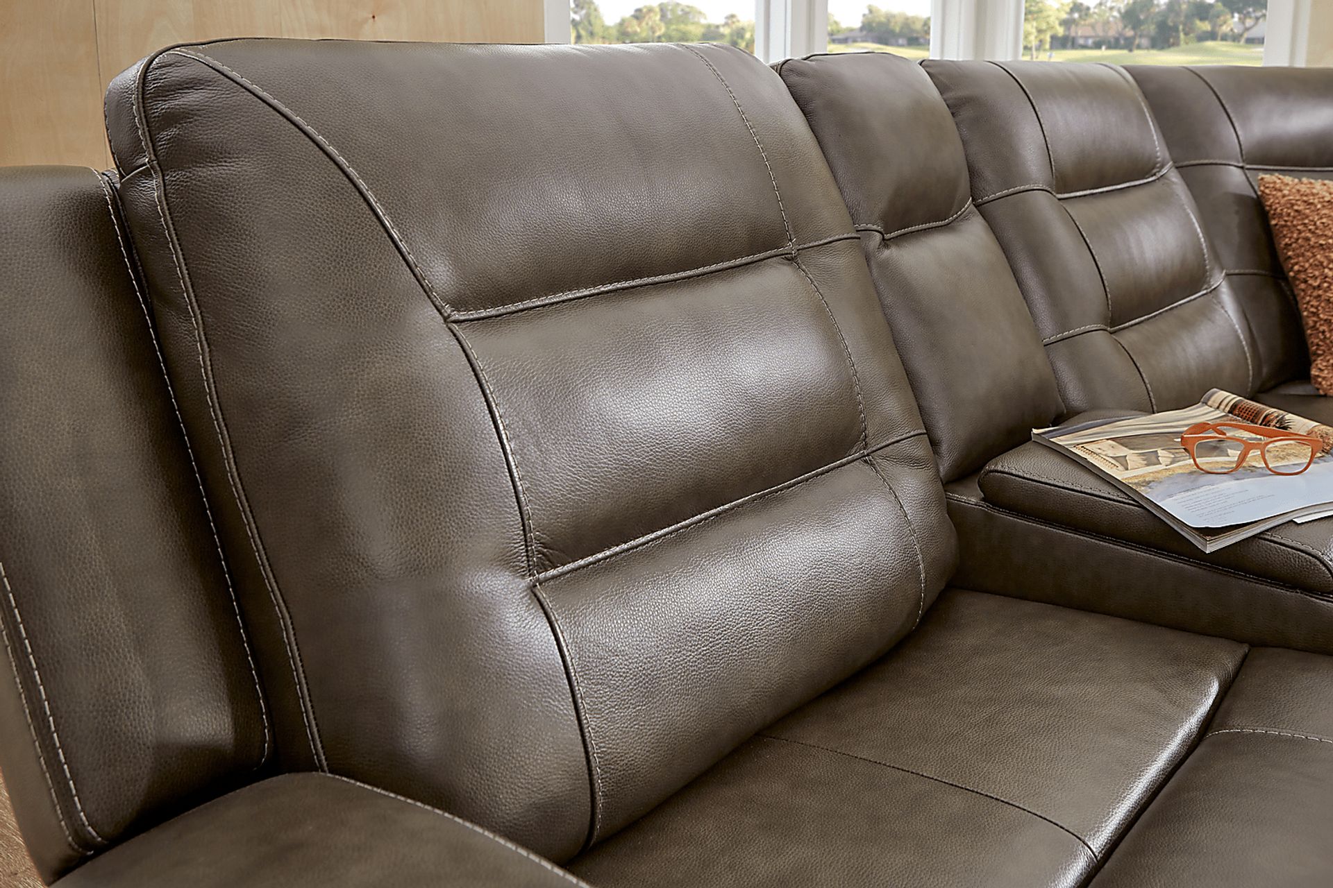 Montero Charcoal Leather 7 Pc Dual Power Reclining Sectional - Image 6