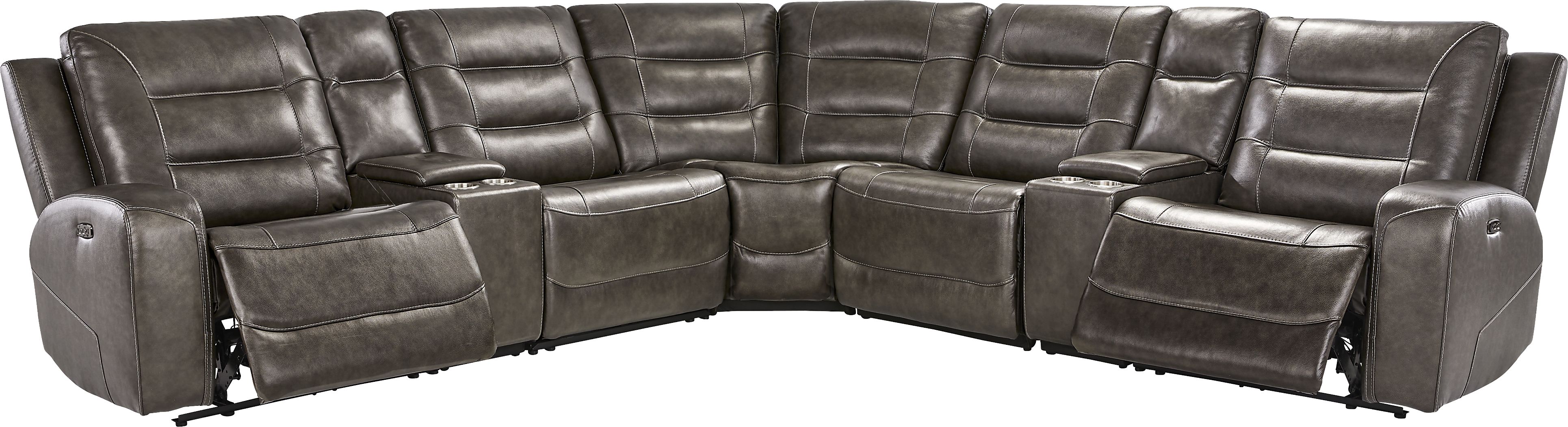 Montero Leather Dual Power Reclining Sectional - Thumbnail 4
