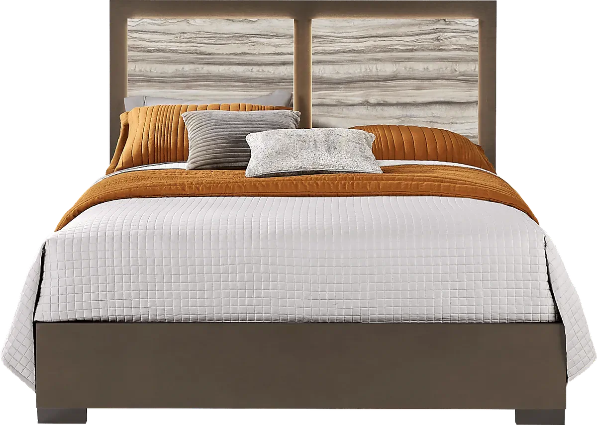 Monterosso 6 Pc Tan Light Wood Queen Bedroom Set With Dresser, Mirror