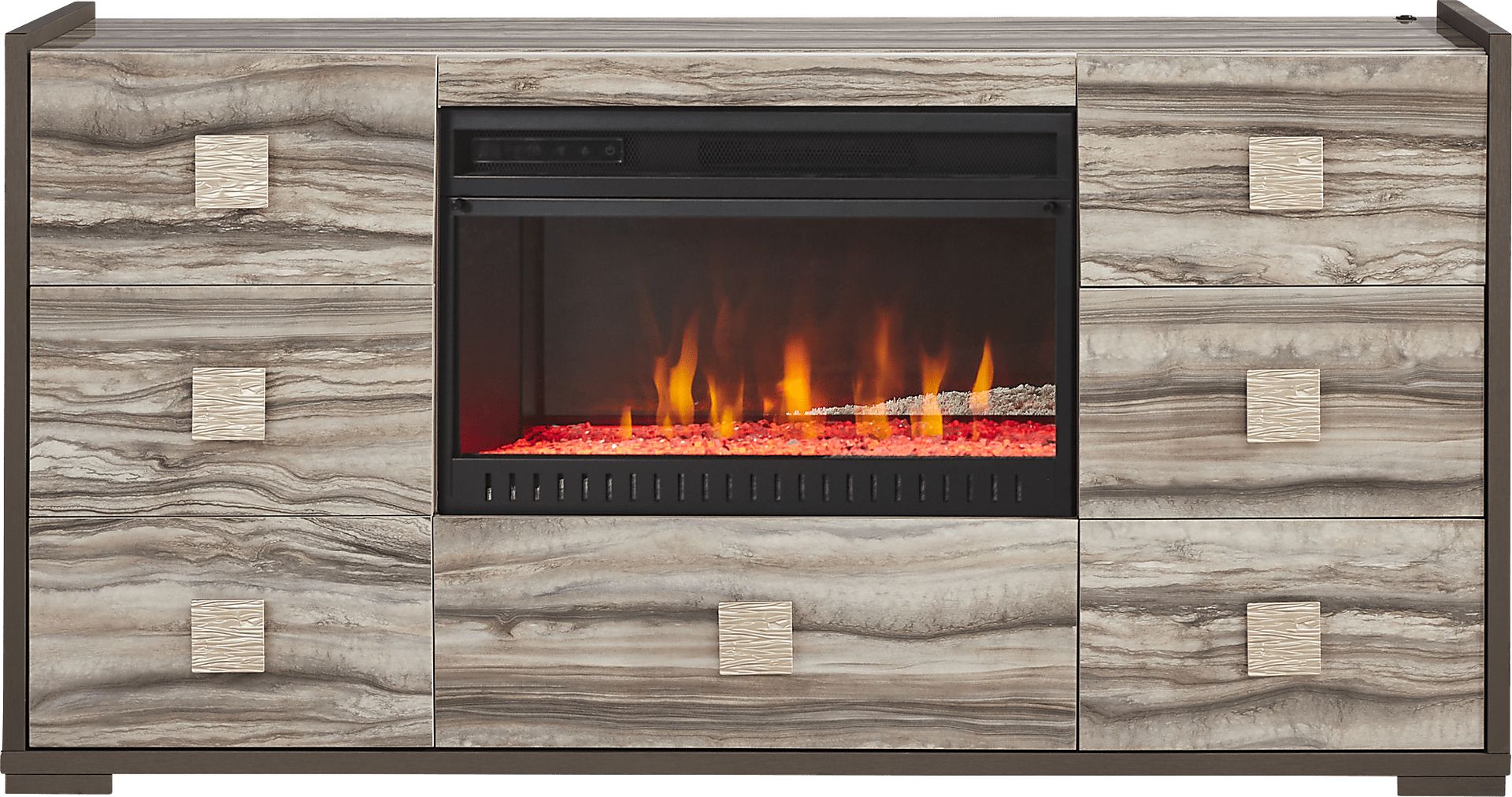Monterosso Tan 6 Pc Queen Panel Bedroom with Electric Fireplace - Image 7