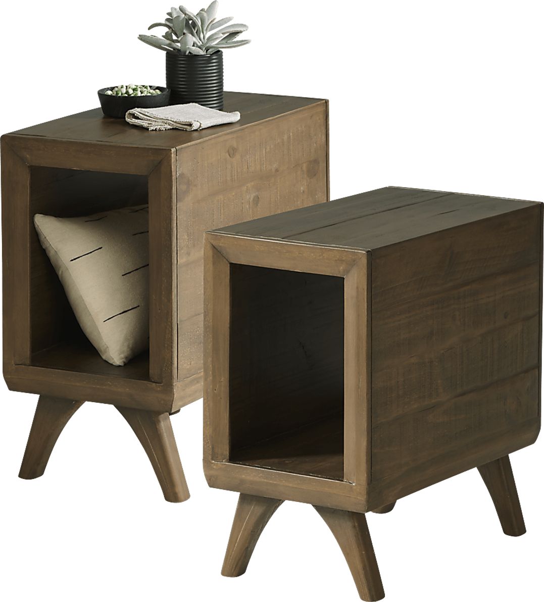 Montinello 2 Pc Brown Dark Wood Set Of Chairside Tables Rooms To Go