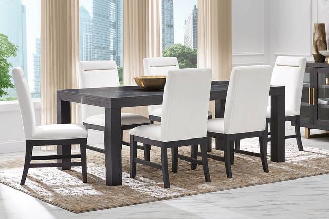 Montpelier Charcoal 5 Pc Dining Room w/ White Side Chairs - Thumbnail - Image 1