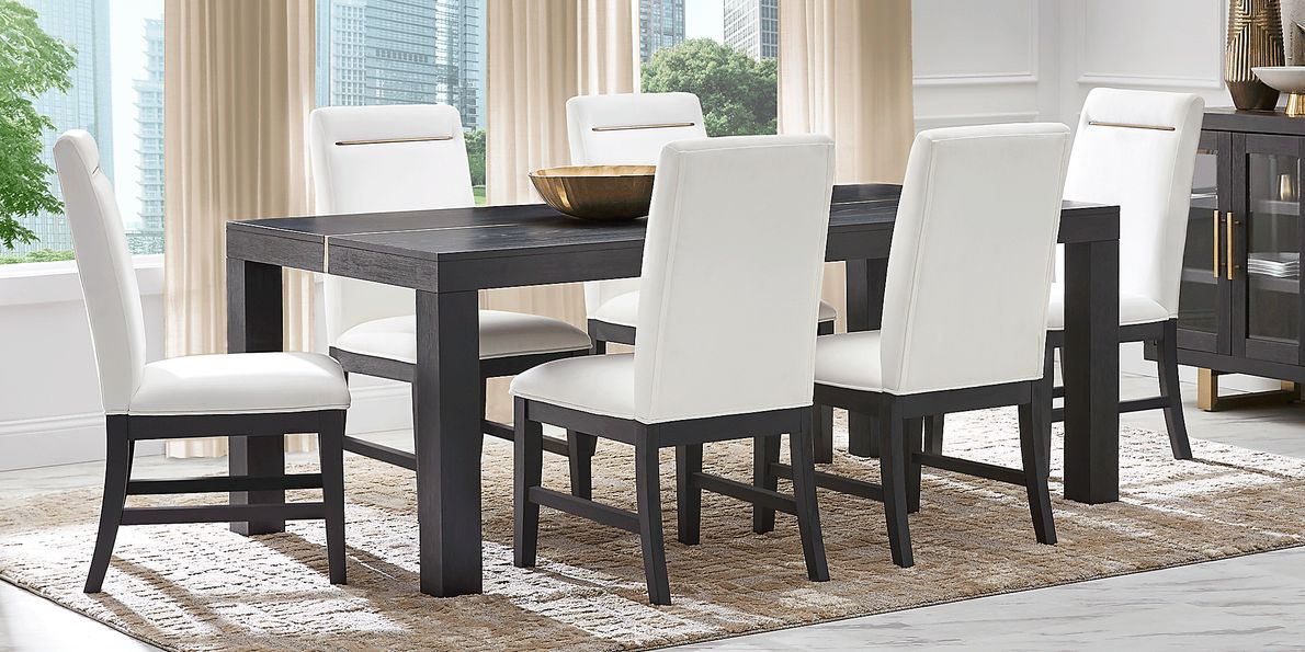 Montpelier 5 Pc Charcoal Gray White Polyester Fabric Dining Room Set