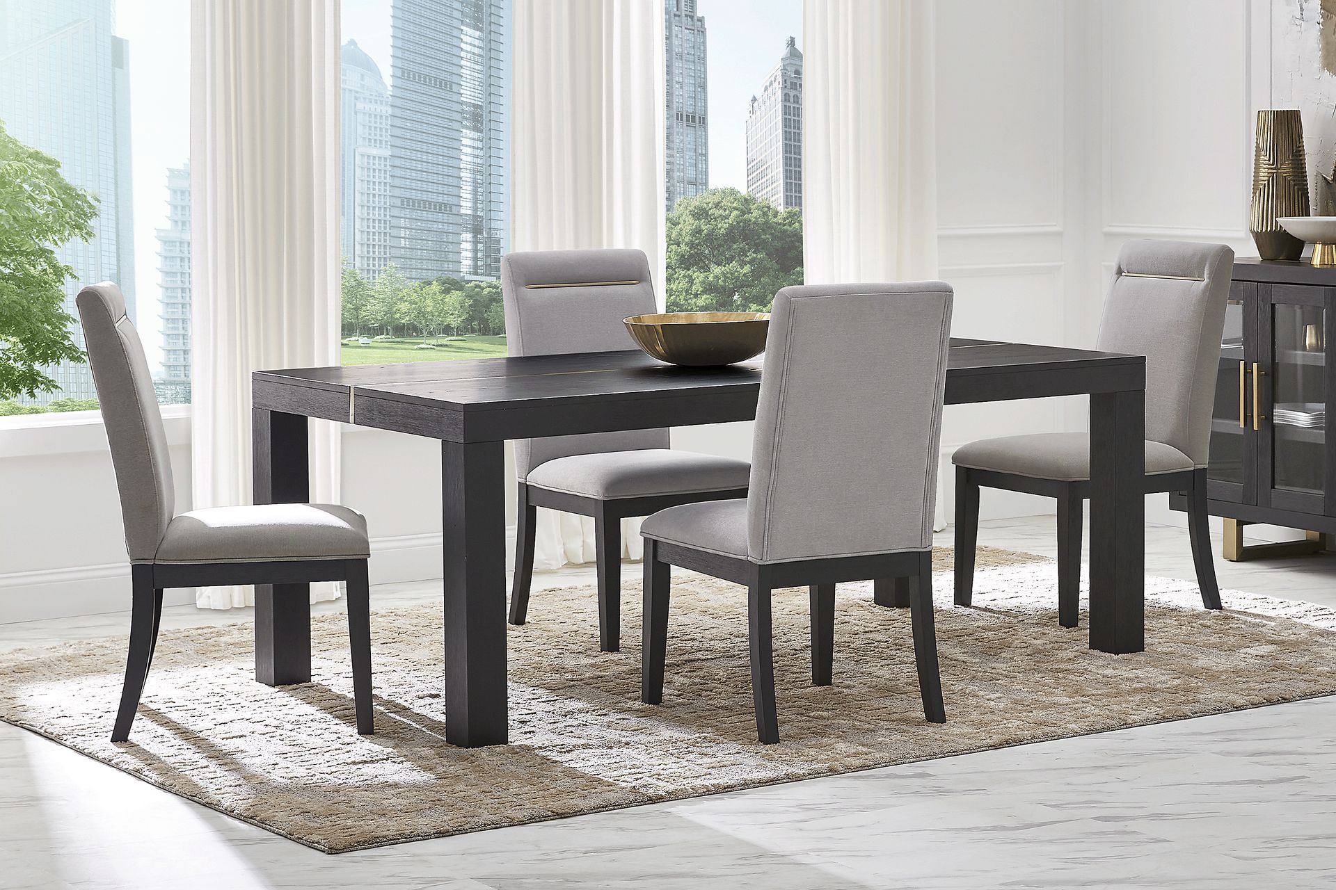 Montpelier Charcoal 5 Pc Dining Room with Gray Side Chairs - Image 1