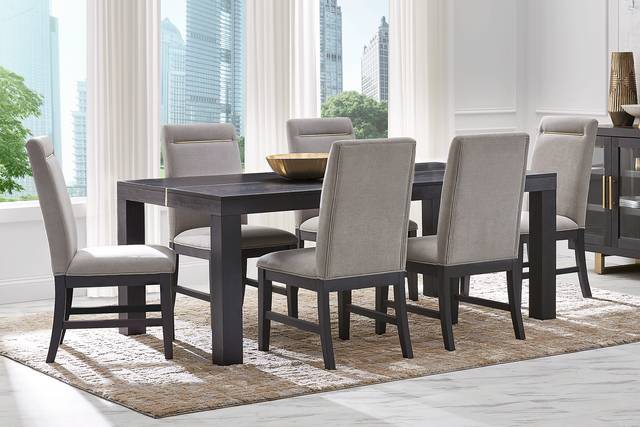 Montpelier Charcoal 7 Pc Dining Room with Gray Side Chairs - Thumbnail - Image 1