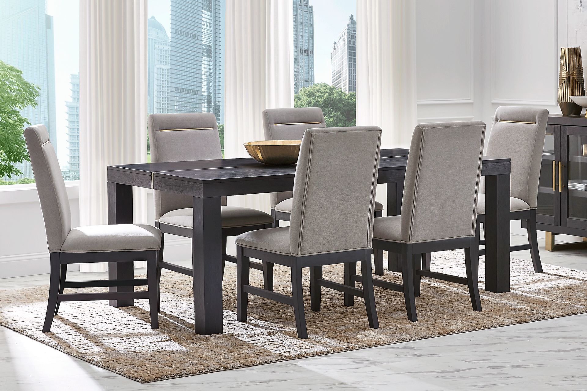 Montpelier Charcoal 7 Pc Dining Room with Gray Side Chairs - Image 1