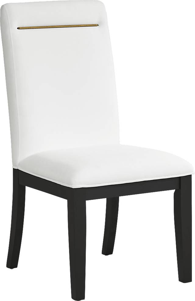 Cheetham Hill Espresso 90 in. 5 Pc Dining Room with White Chairs - Thumbnail - Image 6