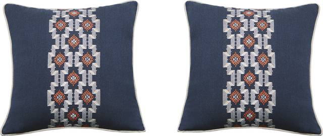 Montrose Rose Indigo Indoor/Outdoor Accent Pillow, Set of Two - Thumbnail - Image 1