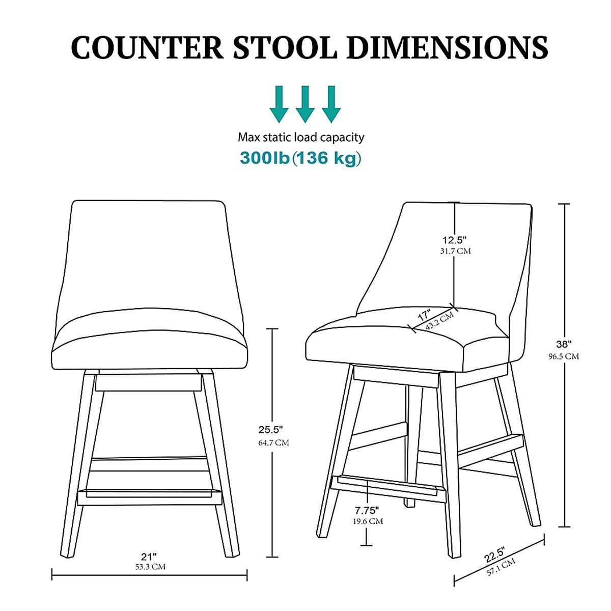 Moonshadow Light Gray Polyester Fabric Counter Height Stool | Rooms to Go