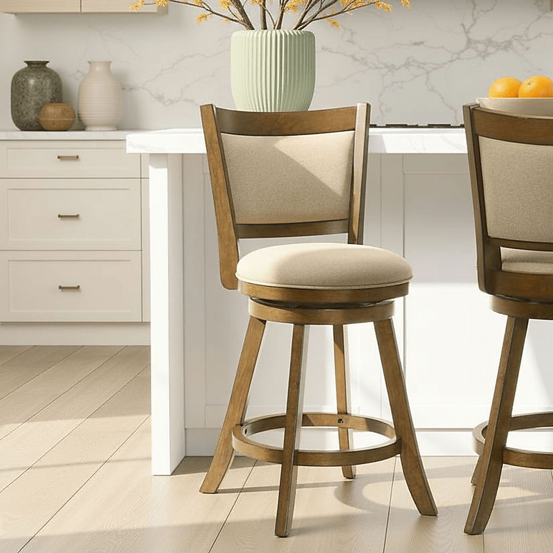 Moonworth Beige Swivel Counter Height Stool - Image 2