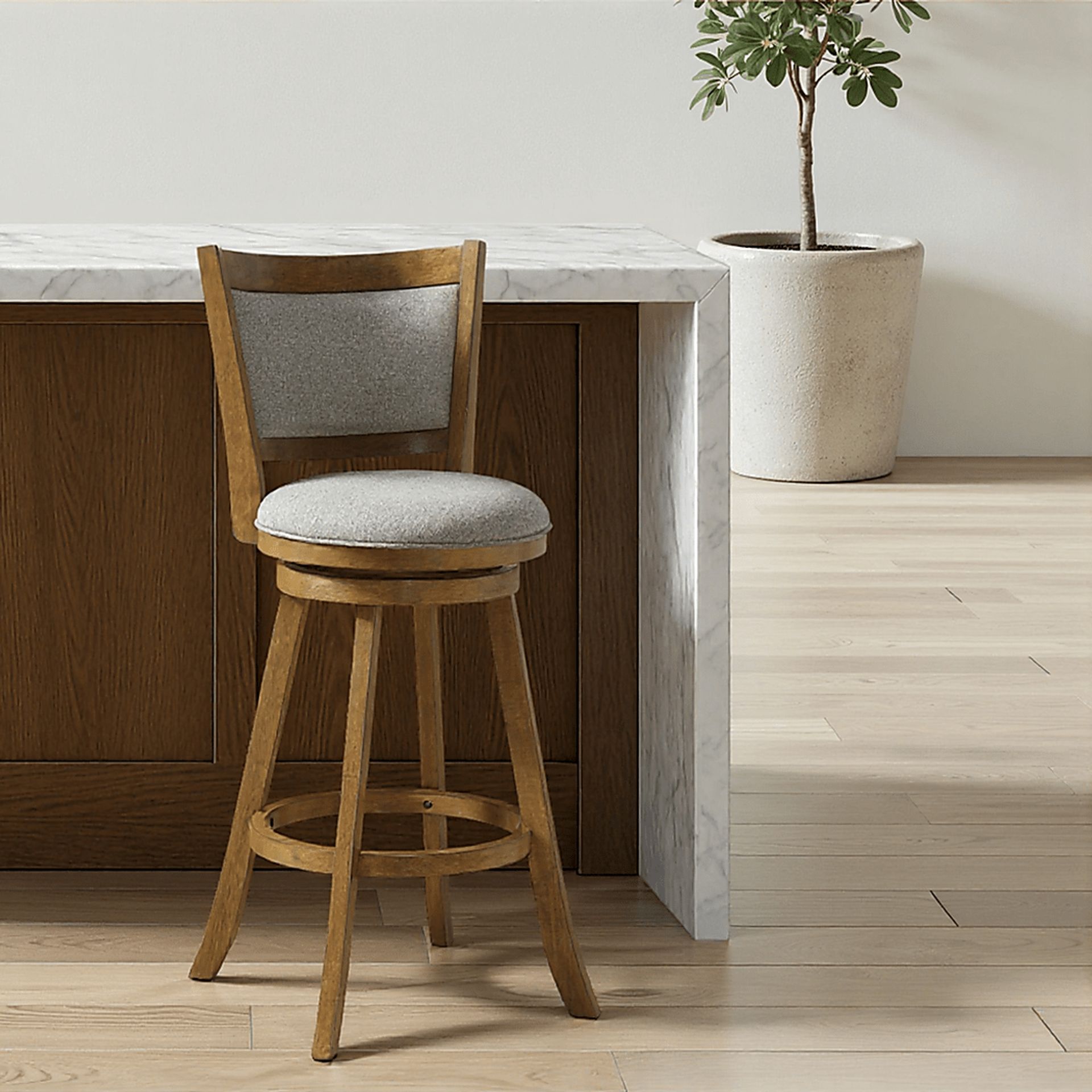 Moonworth Gray Swivel Barstool - Image 2