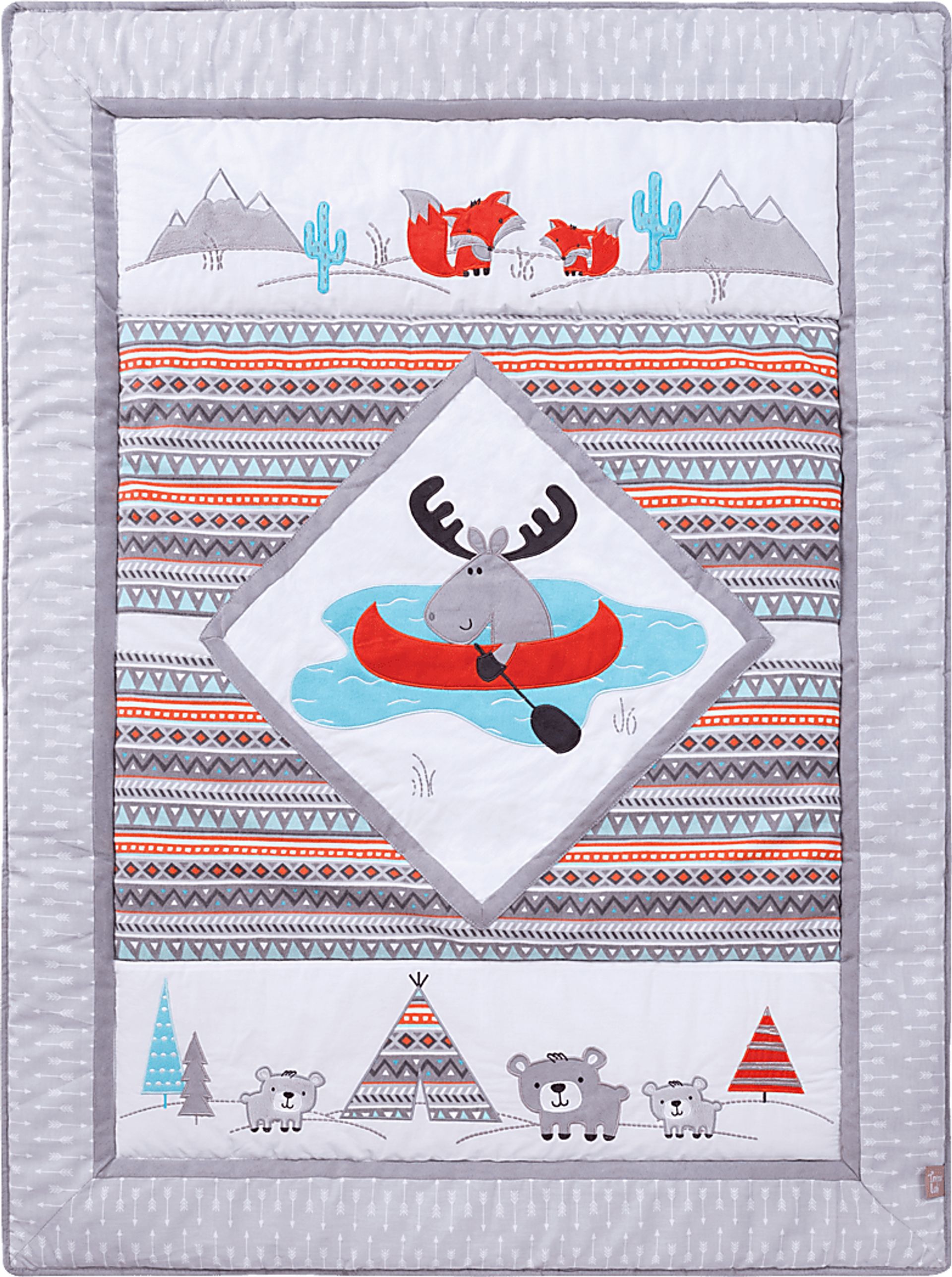 Moose Canoeing Camp Gray 4 Pc Baby Bedding Set - Image 4