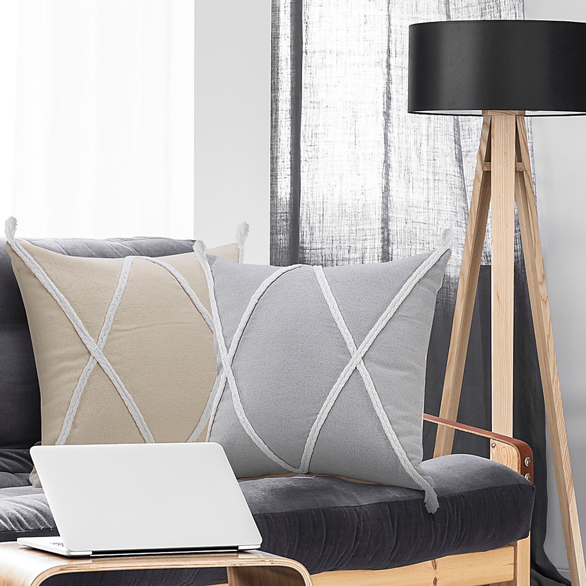 Moosha Gray Pillow, Set of 2 - Image 2