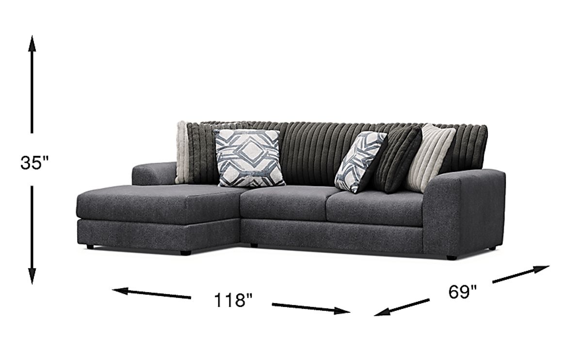 Moreau Street Black Polyester Fabric 2 Pc With Chaise Left Arm ...