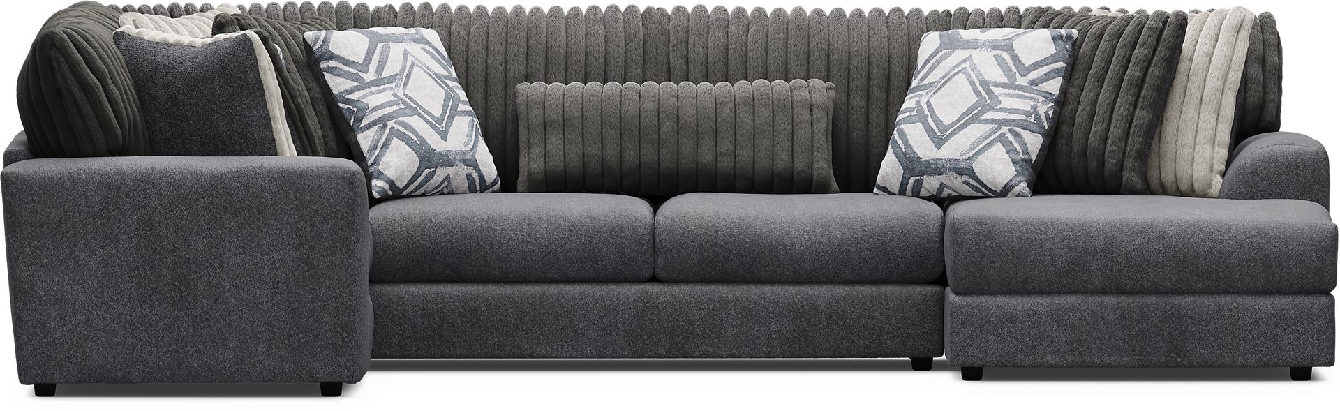 Moreau Street Black 3 Pc Sectional - Image 3