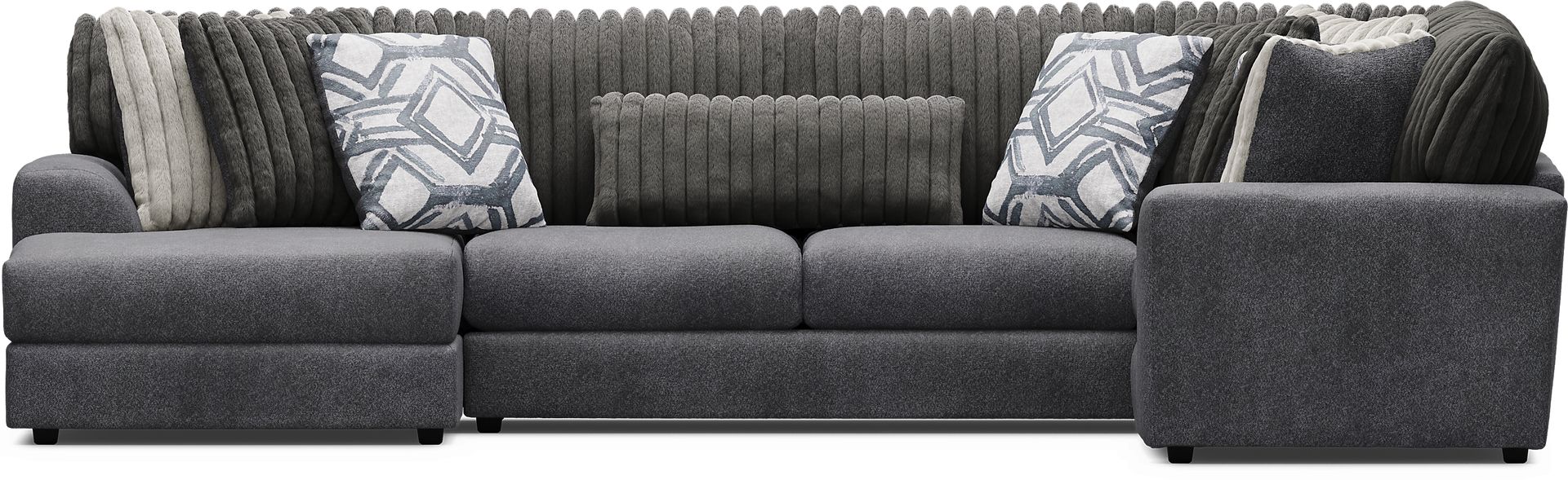 Moreau Street Black 3 Pc Sectional - Image 3